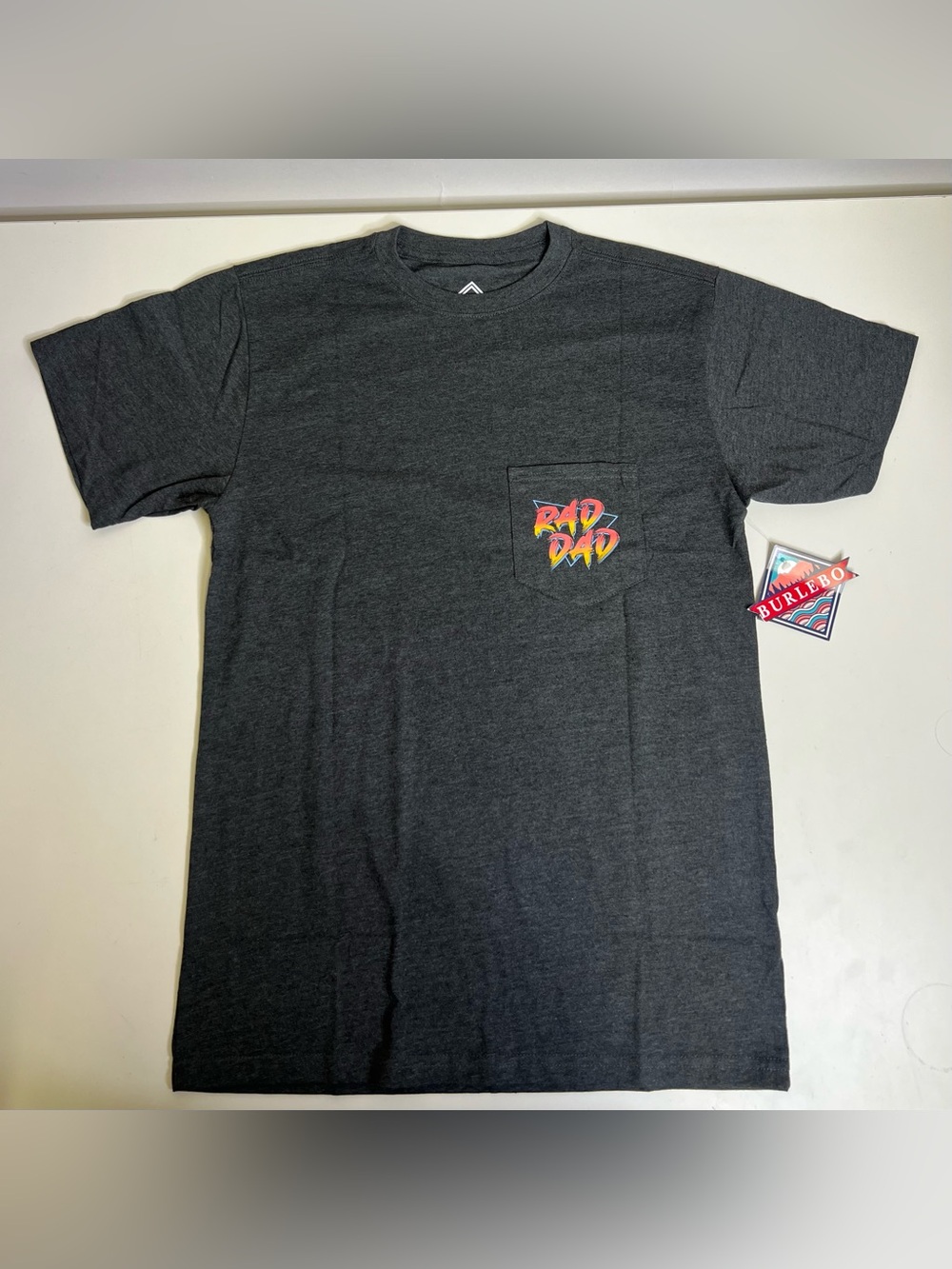 Burlebo 'Rad Dad' Pocket Tee Men’s Charcoal - Size Small NWT